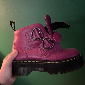 Dr. Martens Pink Heart Buckle Boots